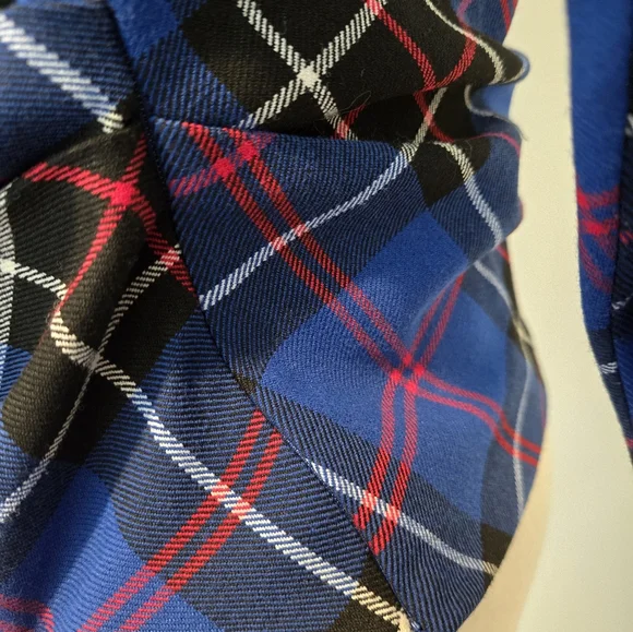 Zara Blue Plaid One-Shoulder Women's Top - Picture 3 of 4